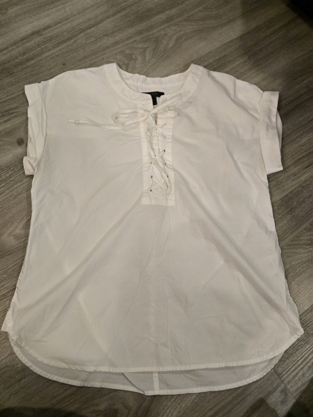 J. Crew Cream Lace-Up Short Sleeve Tee